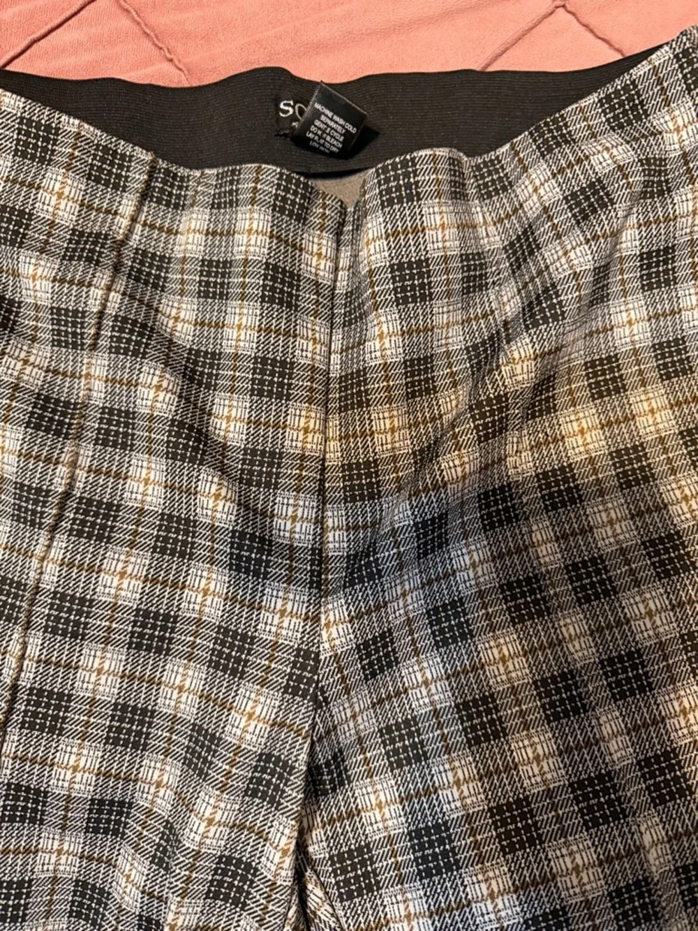 Soho Black and Gray Plaid Straight-Leg Pants - Picture 3 of 4